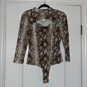 NWT New York & Company Snake Print Bodysuit Size Small